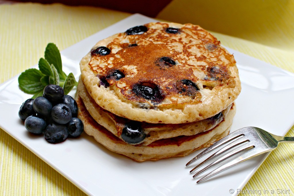 Pancakes with the blueberries baked in.